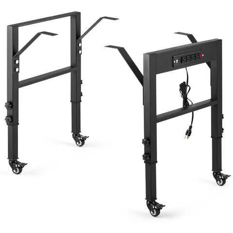 OLBRUS workbench frame shows 19-6 inch depth for a spacious DIY station.