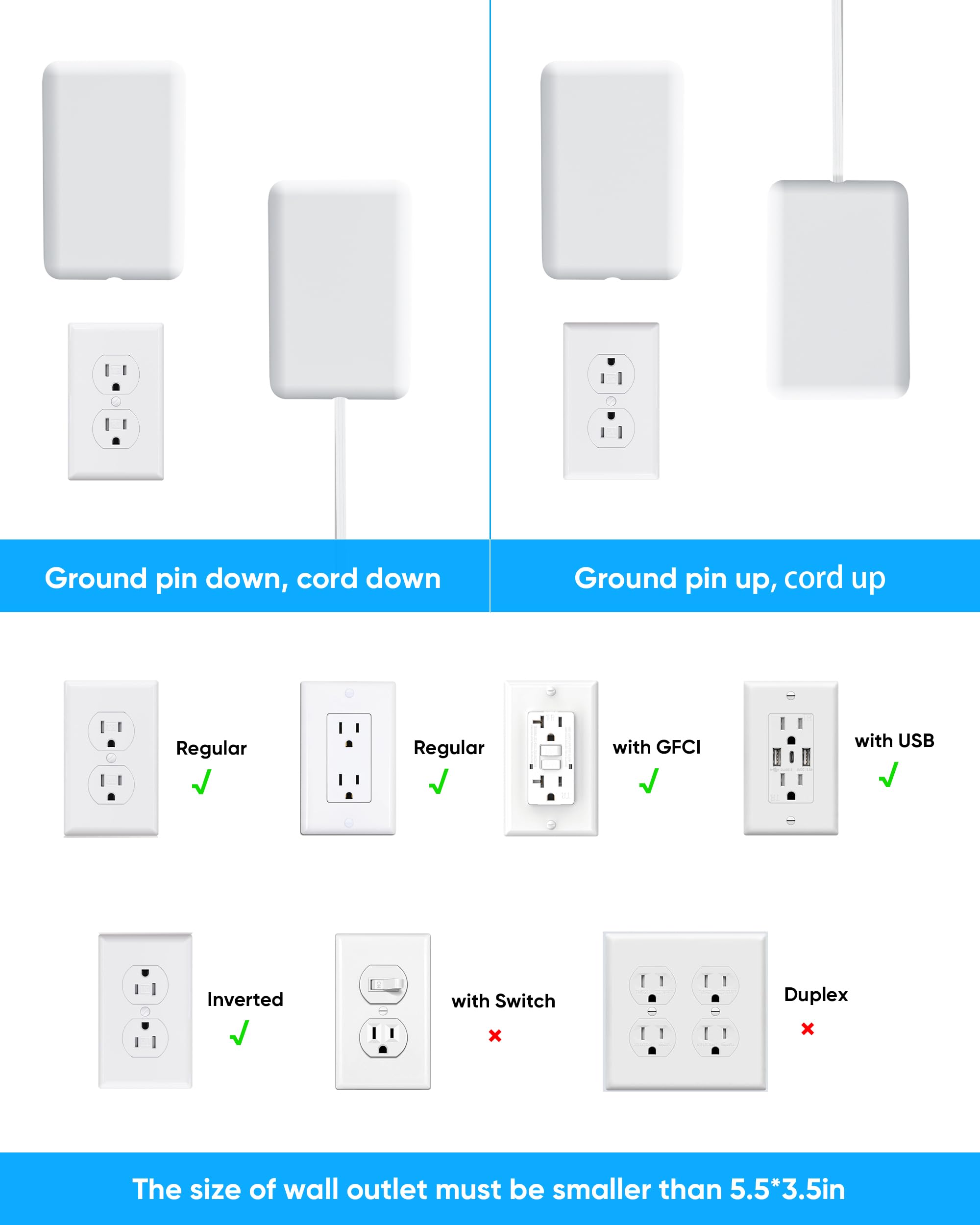 Olcorife 10-foot cord with wall-mount option enables flexible placement.