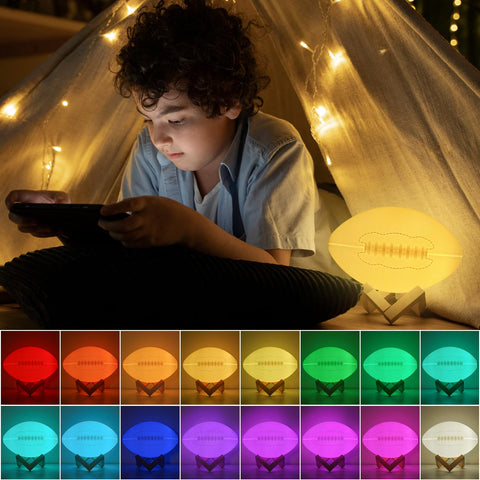 Olee Odee football night light displays dynamic effects for playroom fun.