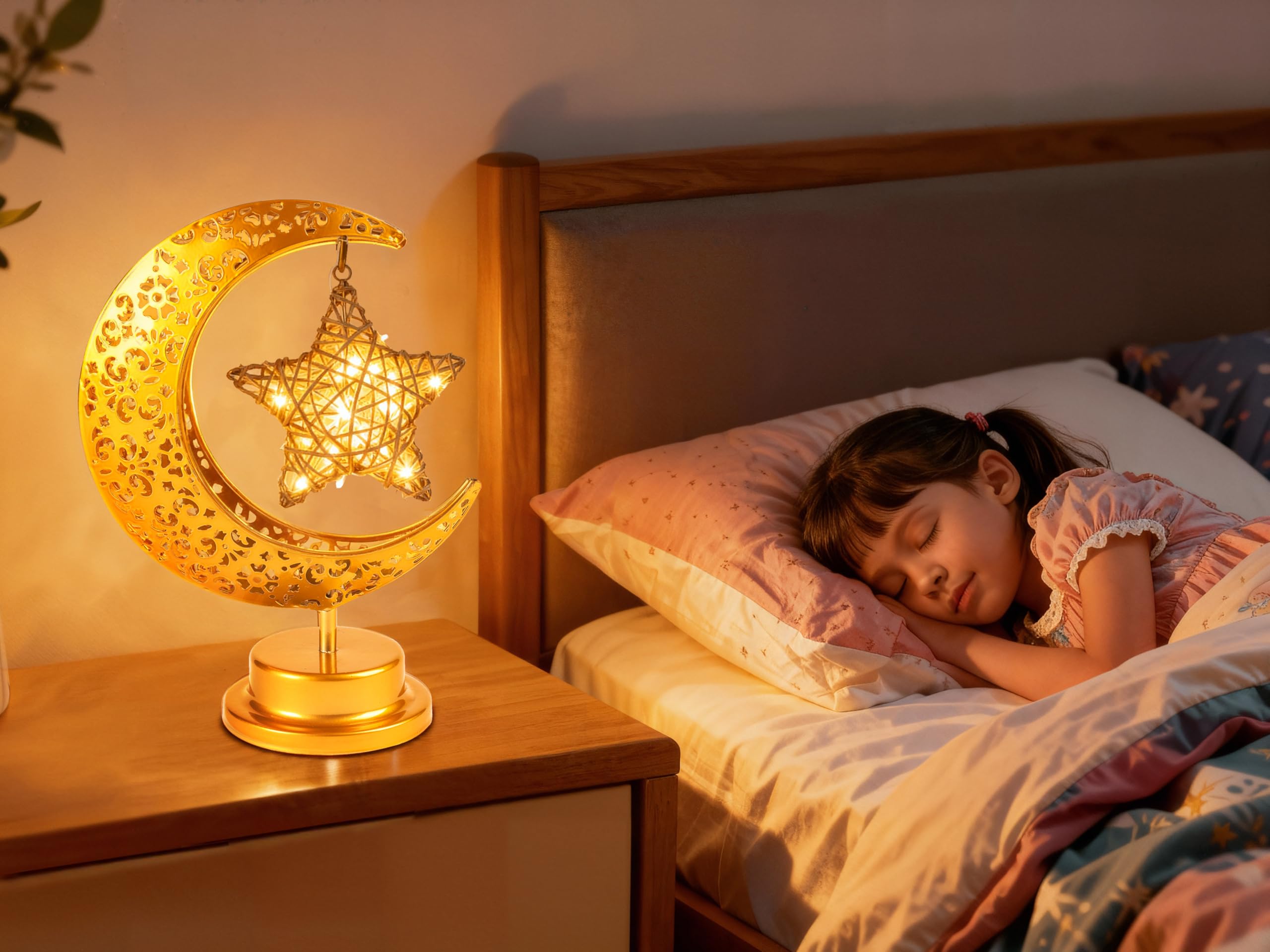 OLEEK plug-and-play Ramadan light with timer for easy setup.