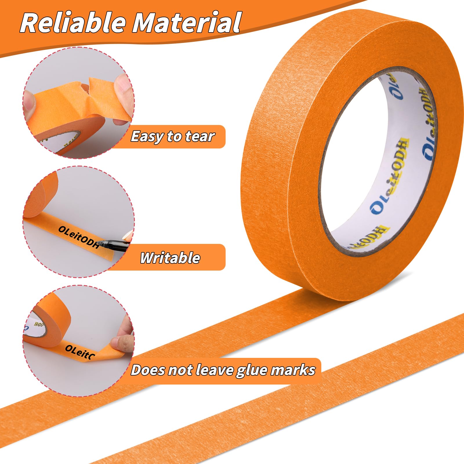Oleitodh 1-inch orange painter tape for precise edge work