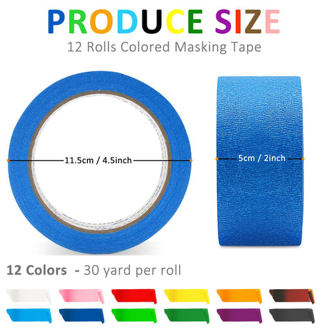 Oleitodh 2-inch wide colored masking tape rolls for bold DIY projects.