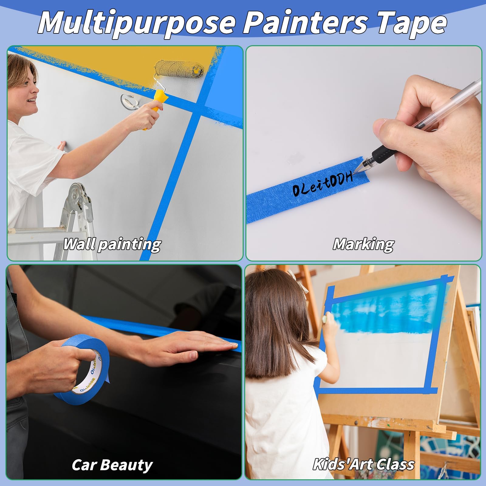 Oleitodh artist-tape trims edges with controlled precision.