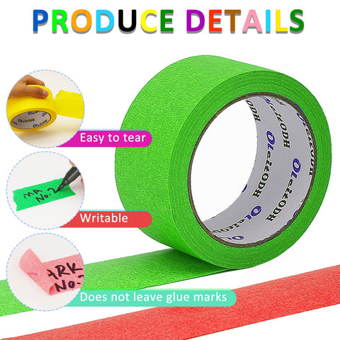 Oleitodh colorful tape swatch showcases vibrant hues for projects.