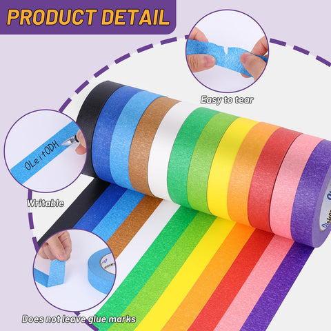 Oleitodh easy-tear rainbow tape hand tearing demonstrates quick, tool-free use.