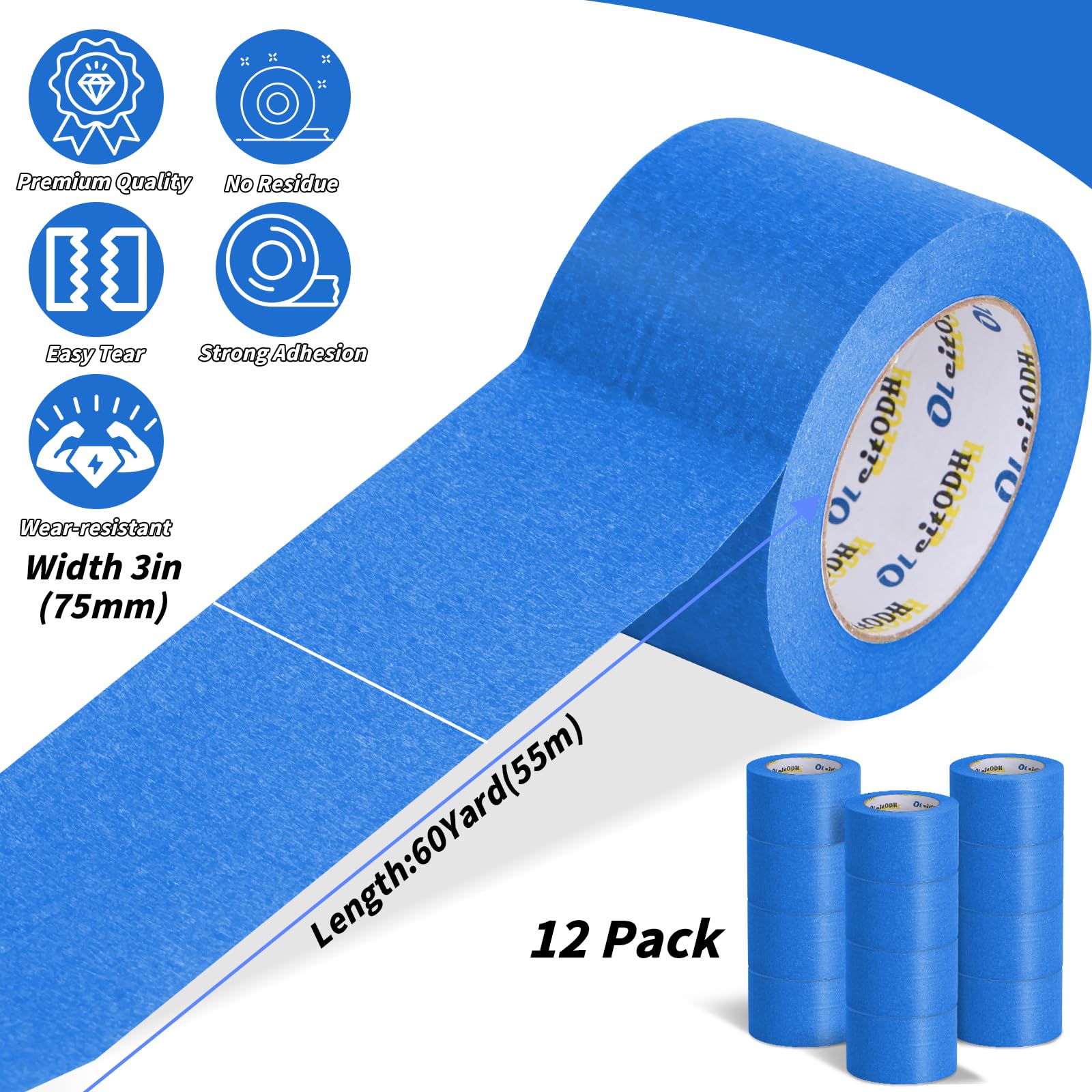 Oleitodh edge-finishing blue tape for precise masking on surfaces.