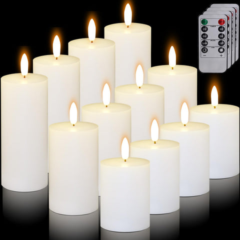 Oleitodh flameless candle with 3-inch diameter and 4-inch height, warm glow for cozy dinners.
