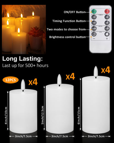 Oleitodh flameless candle with 3-inch diameter and 5-inch height, versatile centerpiece glow.