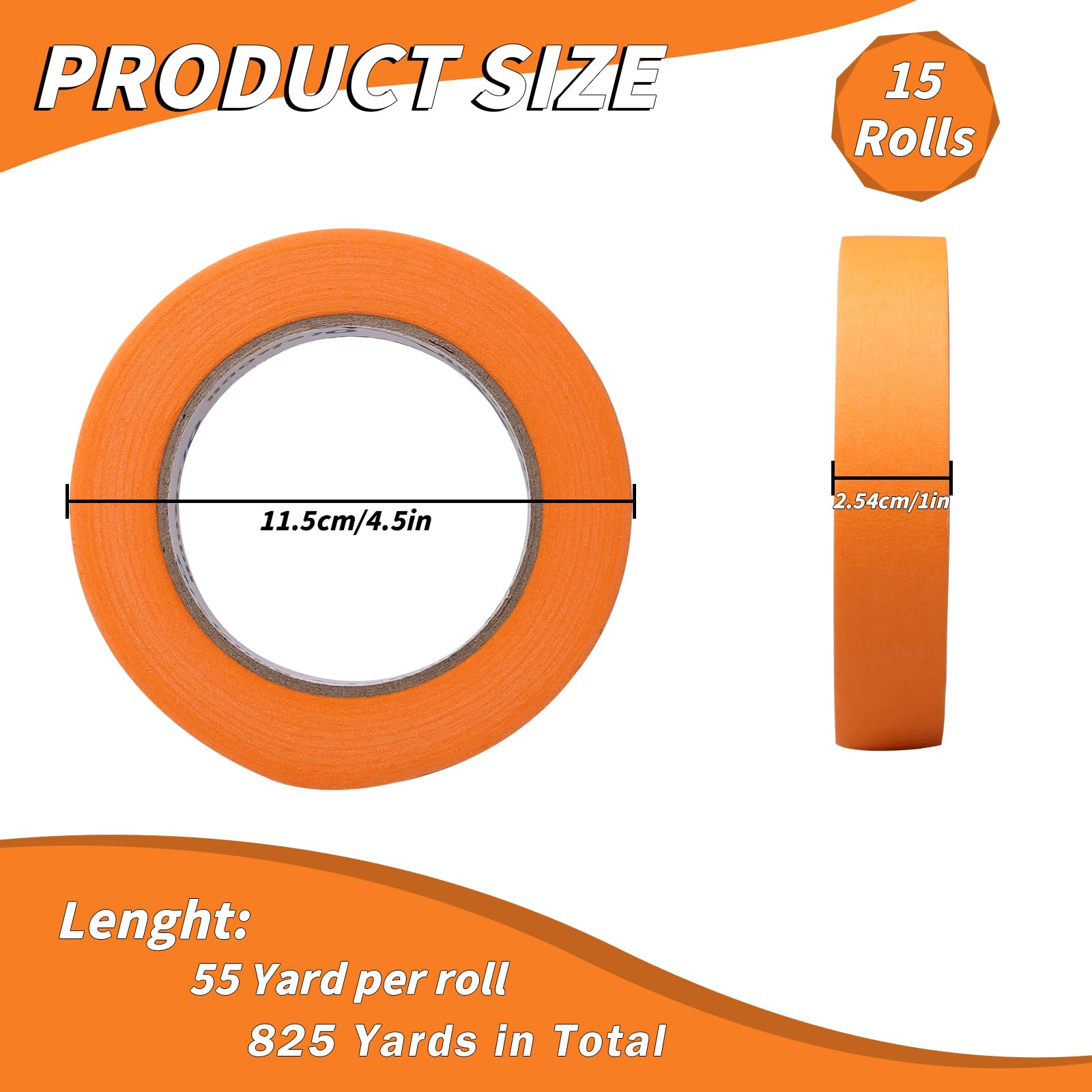 Oleitodh orange painter tape bulk pack of 15 for DIY projects