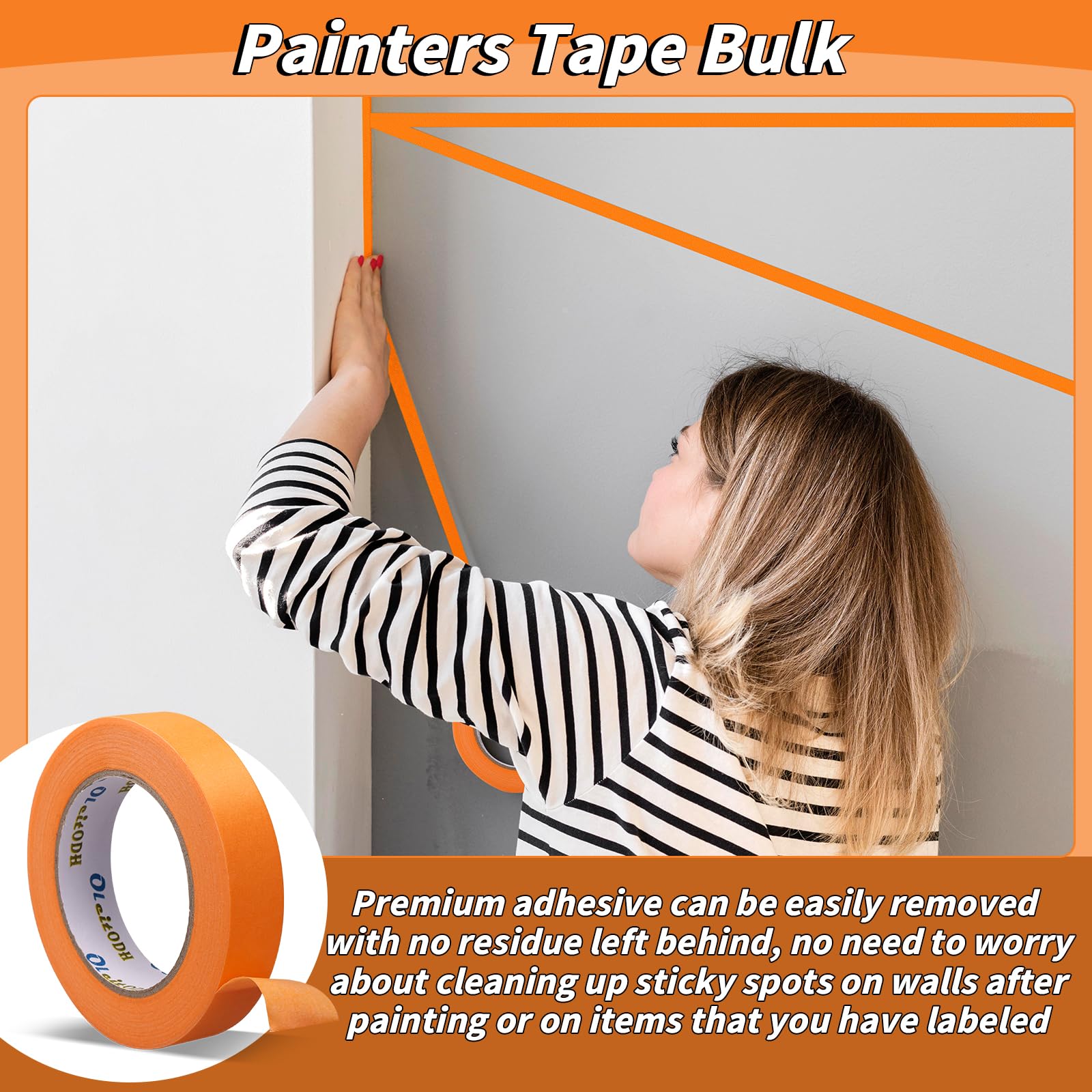 Oleitodh orange tape removes cleanly with no sticky residue