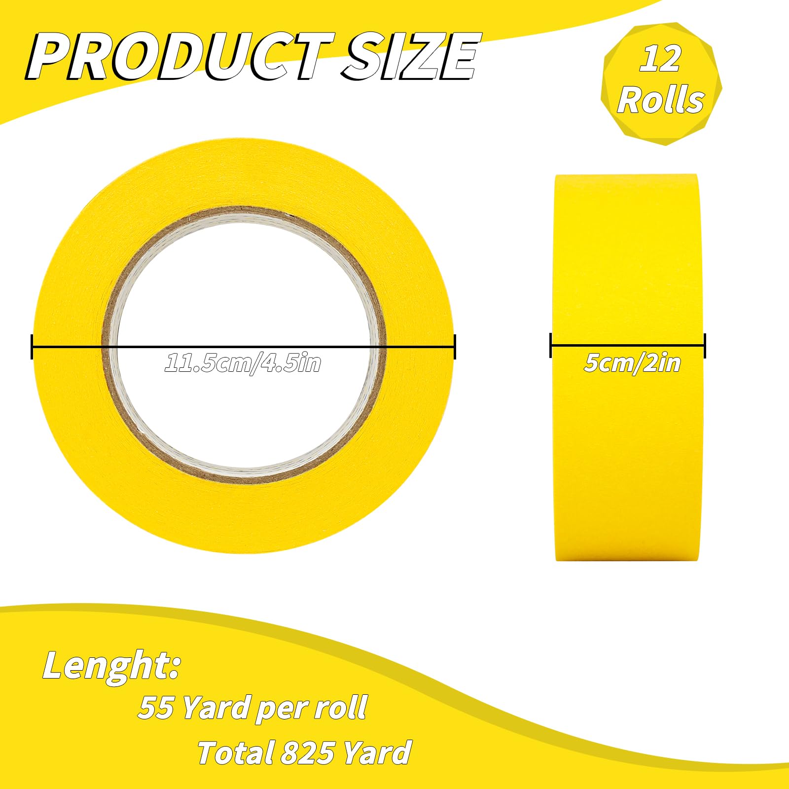 Oleitodh yellow painters tape 2in residue-free removal on delicate surfaces