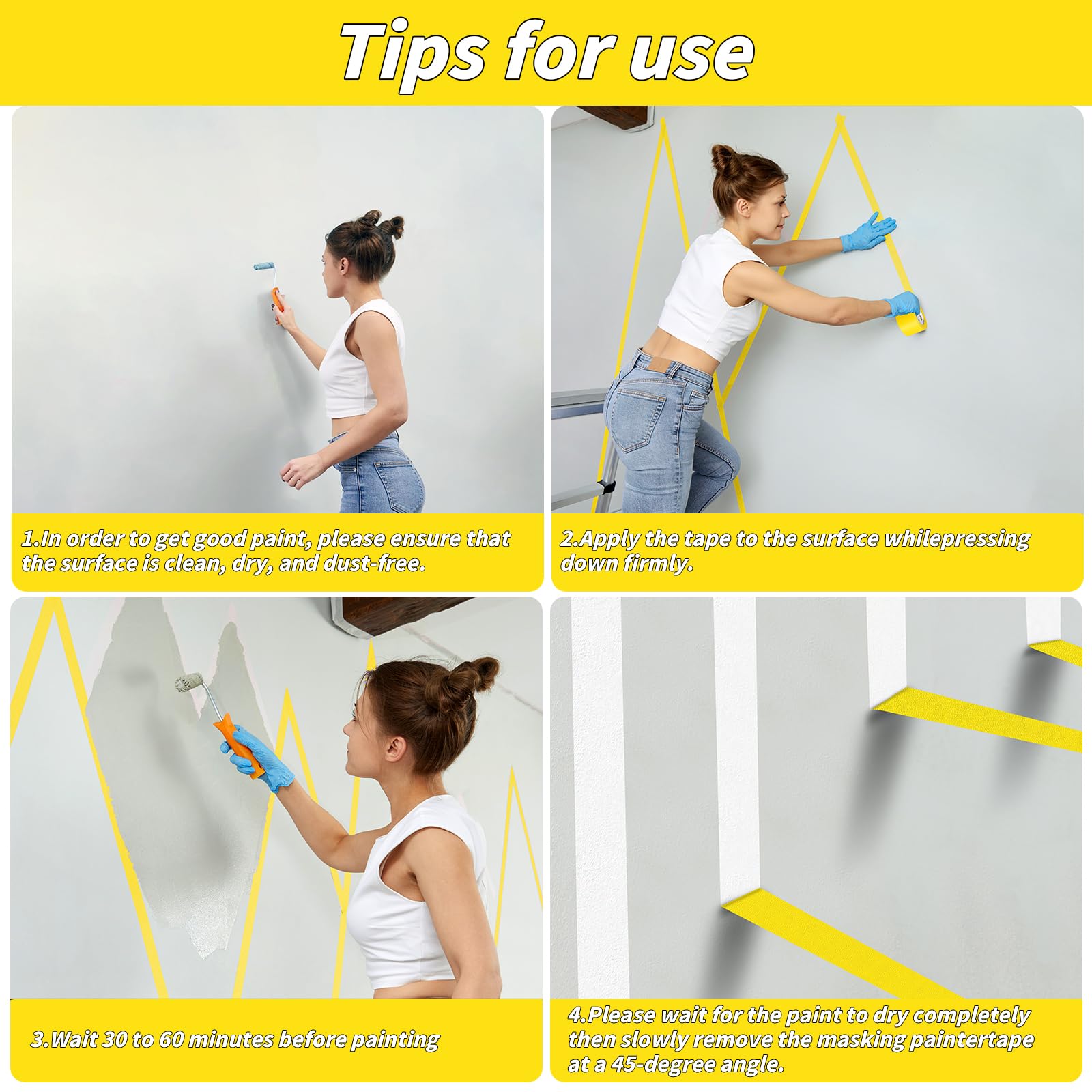 Oleitodh yellow painters tape works on wood and drywall for sharp edges