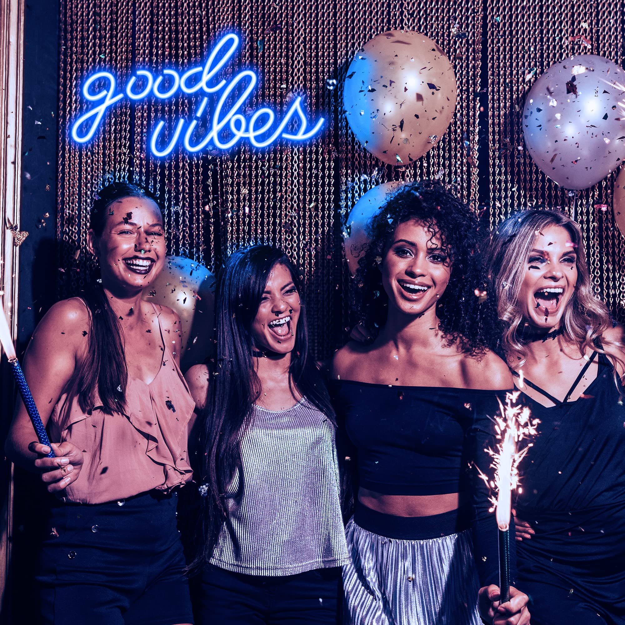 Olekki blue good vibes neon sign bedroom decor creates ambient lighting