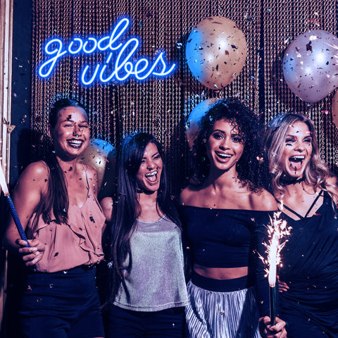 Olekki blue good vibes neon sign bedroom decor creates ambient lighting