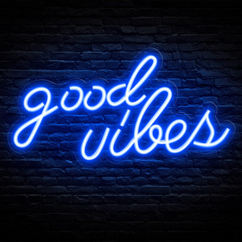 Olekki Blue Good Vibes neon sign wall-mounted glow enhances living rooms and bedrooms