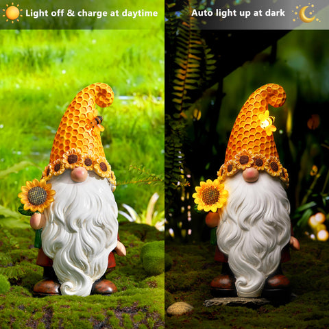 Olekki sunflower gnome decor for patios with warm glow
