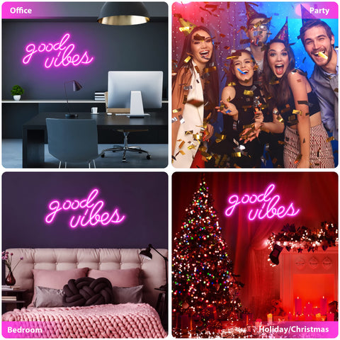 Olekki Pink Good Vibes neon sign makes a great gift for celebrations.