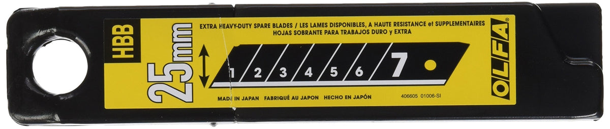 OLFA 25mm snap-off blade in black for precise, low resistance cuts