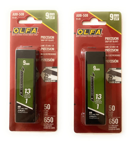 OLFA ABB-50B blade pack front view for clean, precise 9mm cuts.