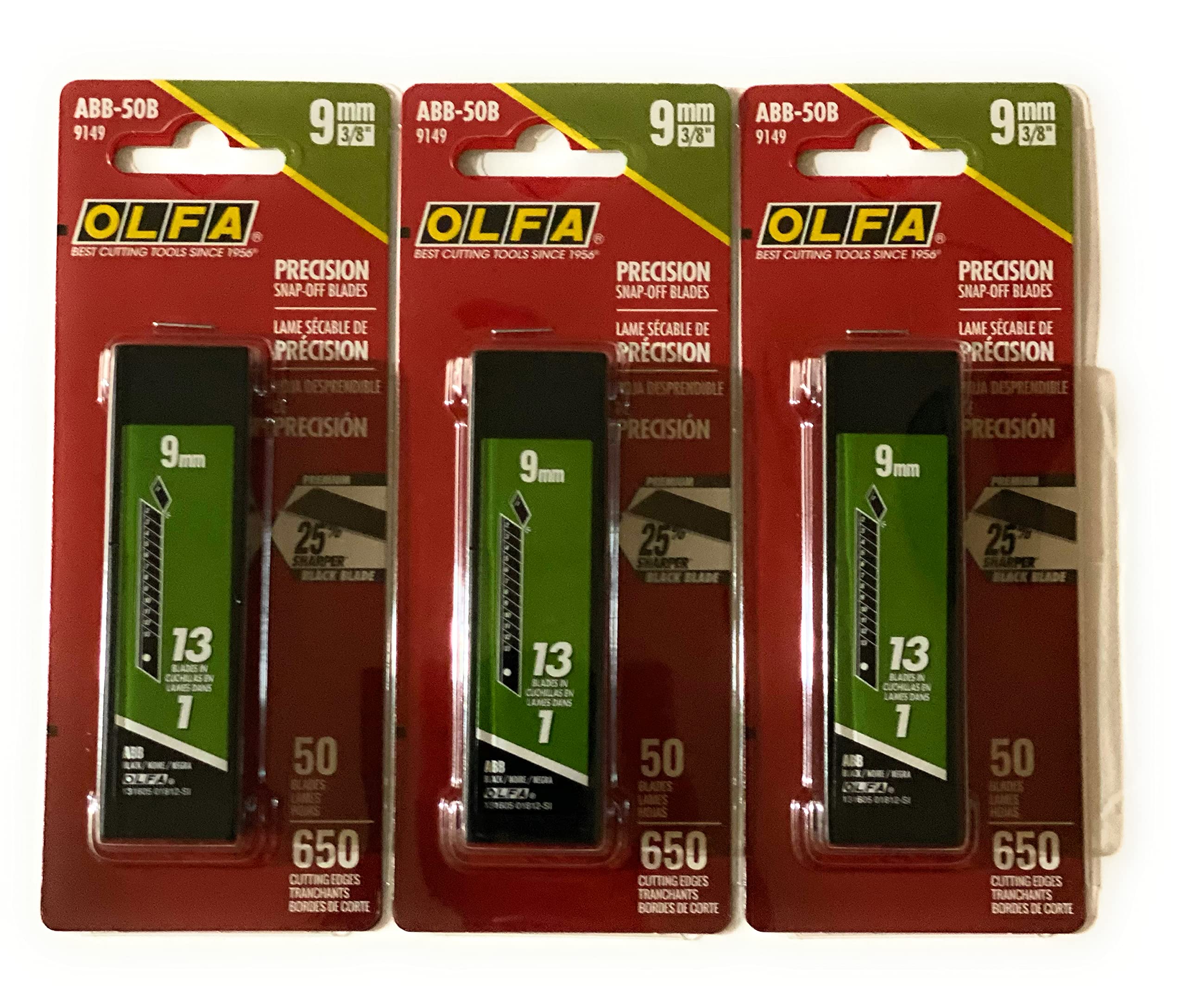 OLFA ABB-50B 50-pack blade set shown for versatile cutting tasks