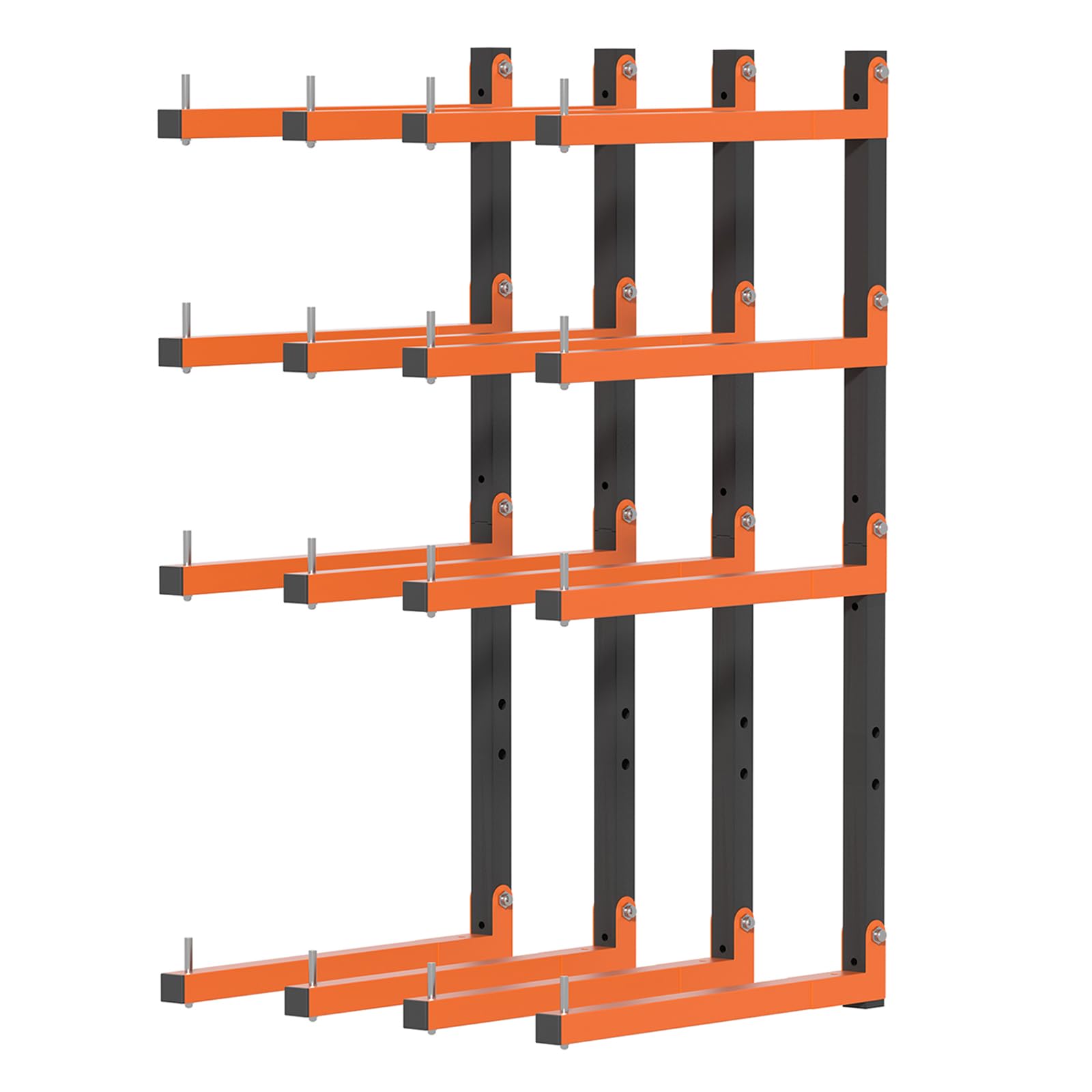 Olgsibb lumber storage rack with wall-mount 8-level system for garage organization and space saving.