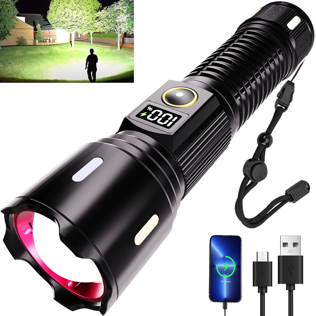 OLIARIL X725 beam spotlight shows long-range visibility for camping and search tasks