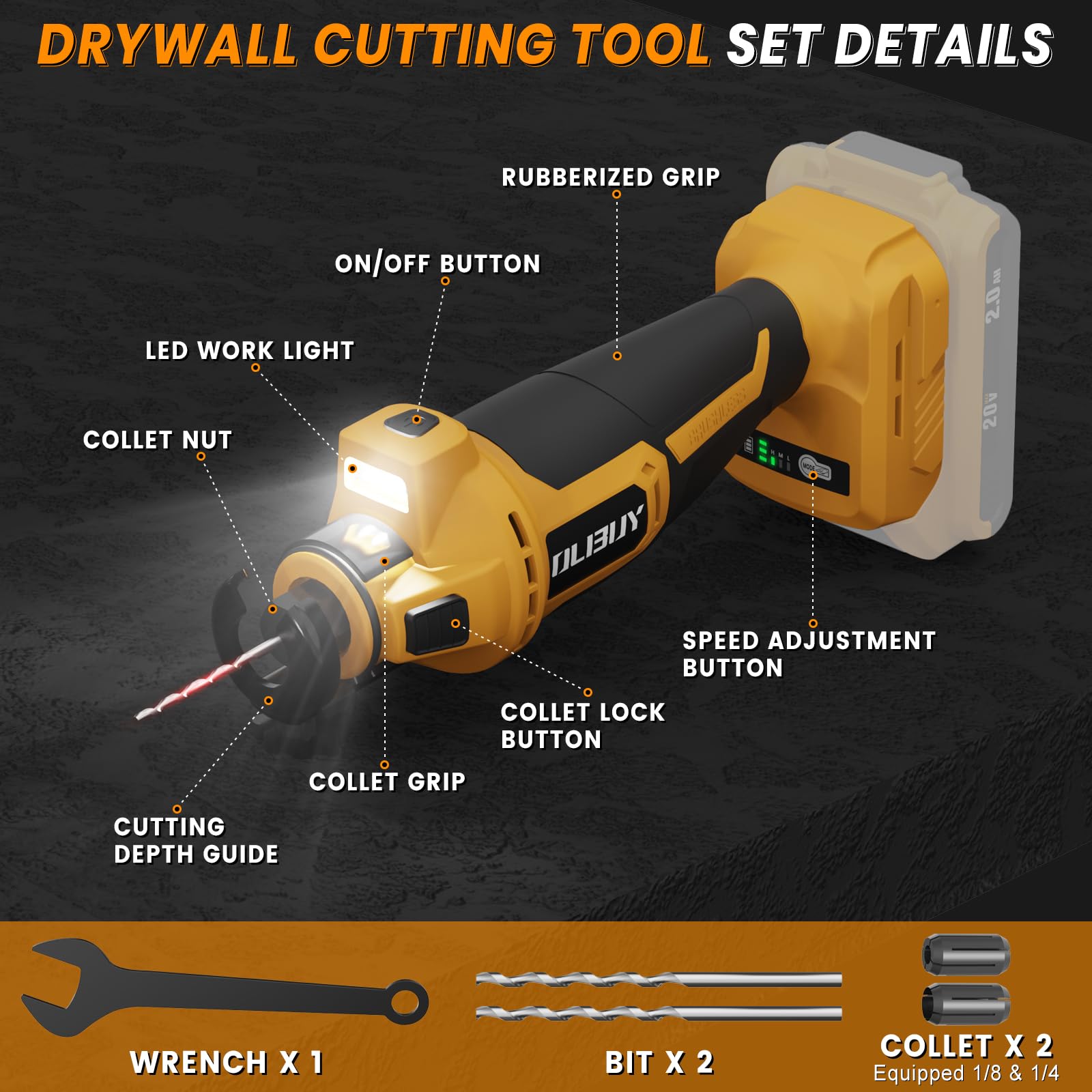 OLIBUY built-in LED light brightens the work area.