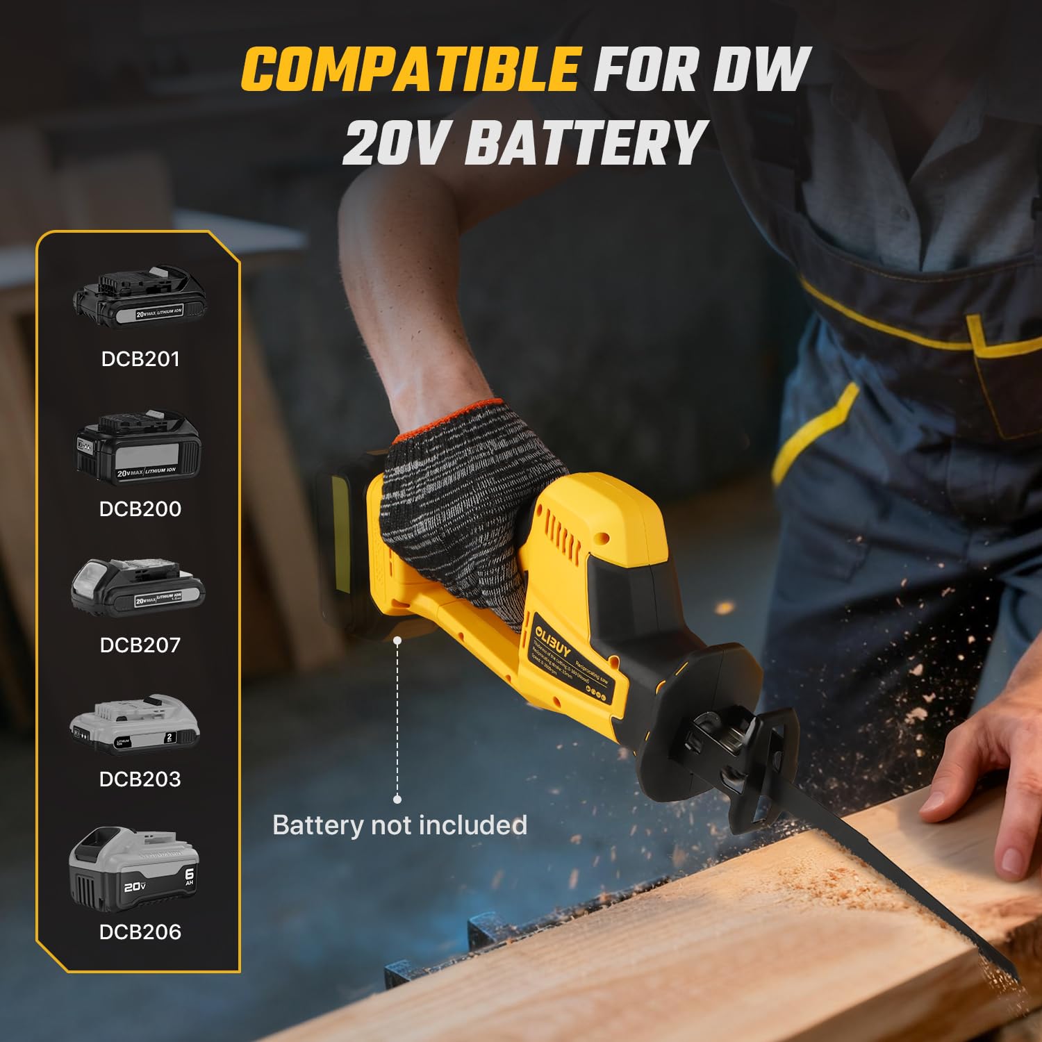 OLIBUY cordless sawzall with eight blades for versatile material cuts