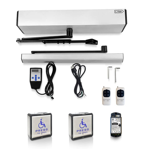 Olideauto handicap door opener assembly displays streamlined installation for accessible entry.