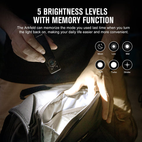 OLIGHT Arkfeld 101-meter beam for long-range focus.