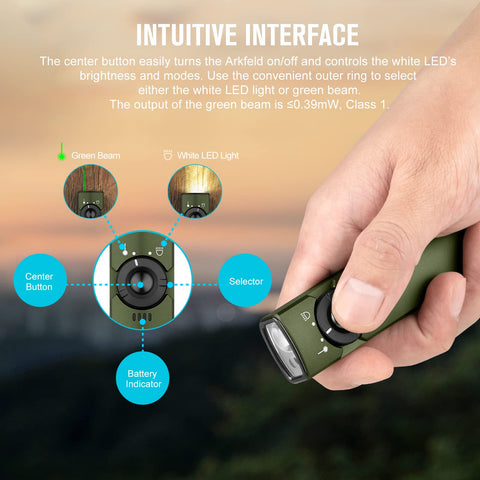 OLIGHT Arkfeld green beam mode for safe signaling in outdoor settings
