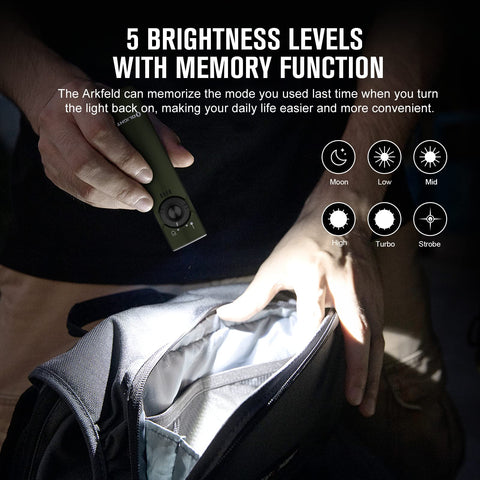 OLIGHT Arkfeld rechargeable built-in battery simplifies daily charging