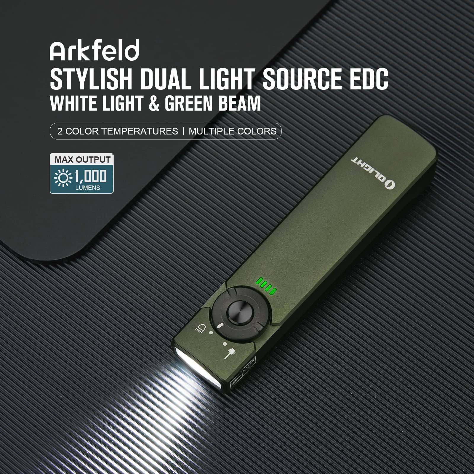 OLIGHT Arkfeld EDC flat flashlight with side clip for quick access