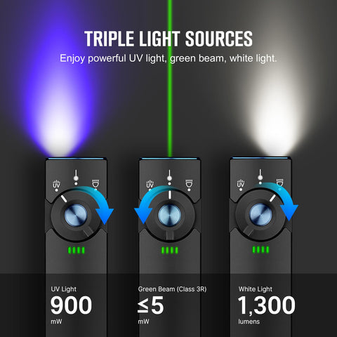 OLIGHT Arkfeld Pro UV LED at 365nm for professional inspection.