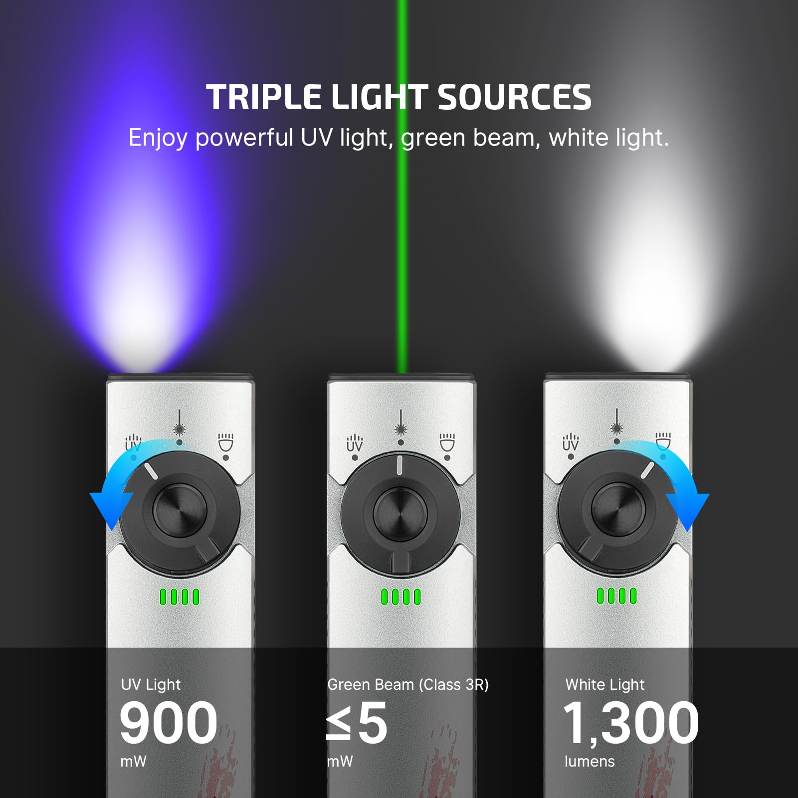 OLIGHT Arkfeld Pro white LED provides bright general illumination.