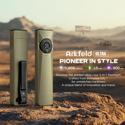 OLIGHT Arkfeld Ultra side handheld emphasizes ergonomic grip for one-handed use
