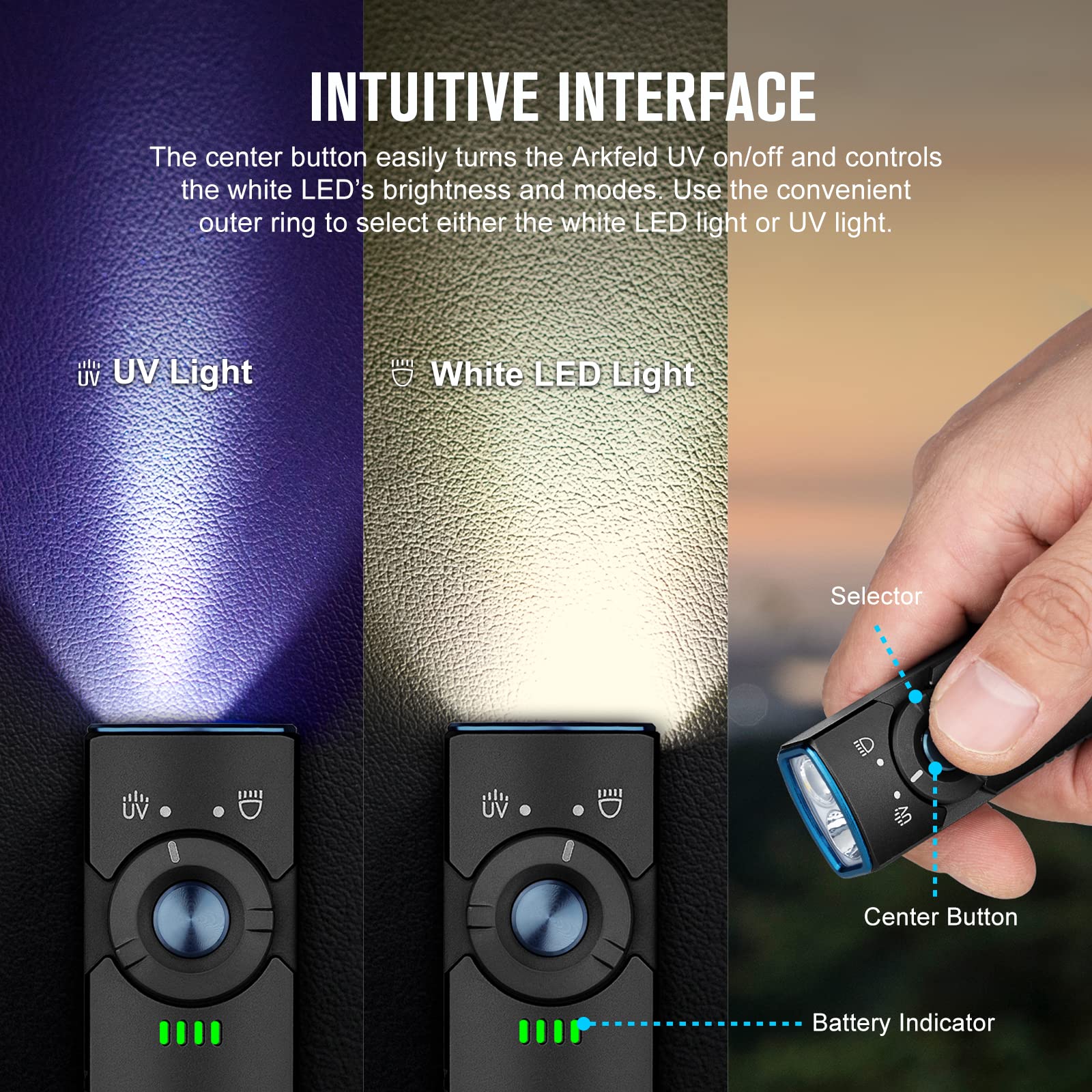 OLIGHT Arkfeld UV displaying magnetic tail clamp for secure hands-free positioning