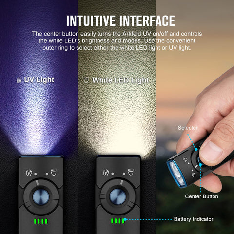 OLIGHT Arkfeld UV displaying magnetic tail clamp for secure hands-free positioning