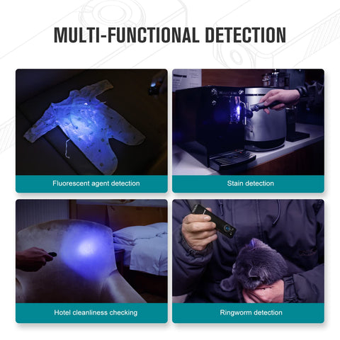 OLIGHT Arkfeld UV beam at 365nm illustrating stain detection and fluorescence tasks