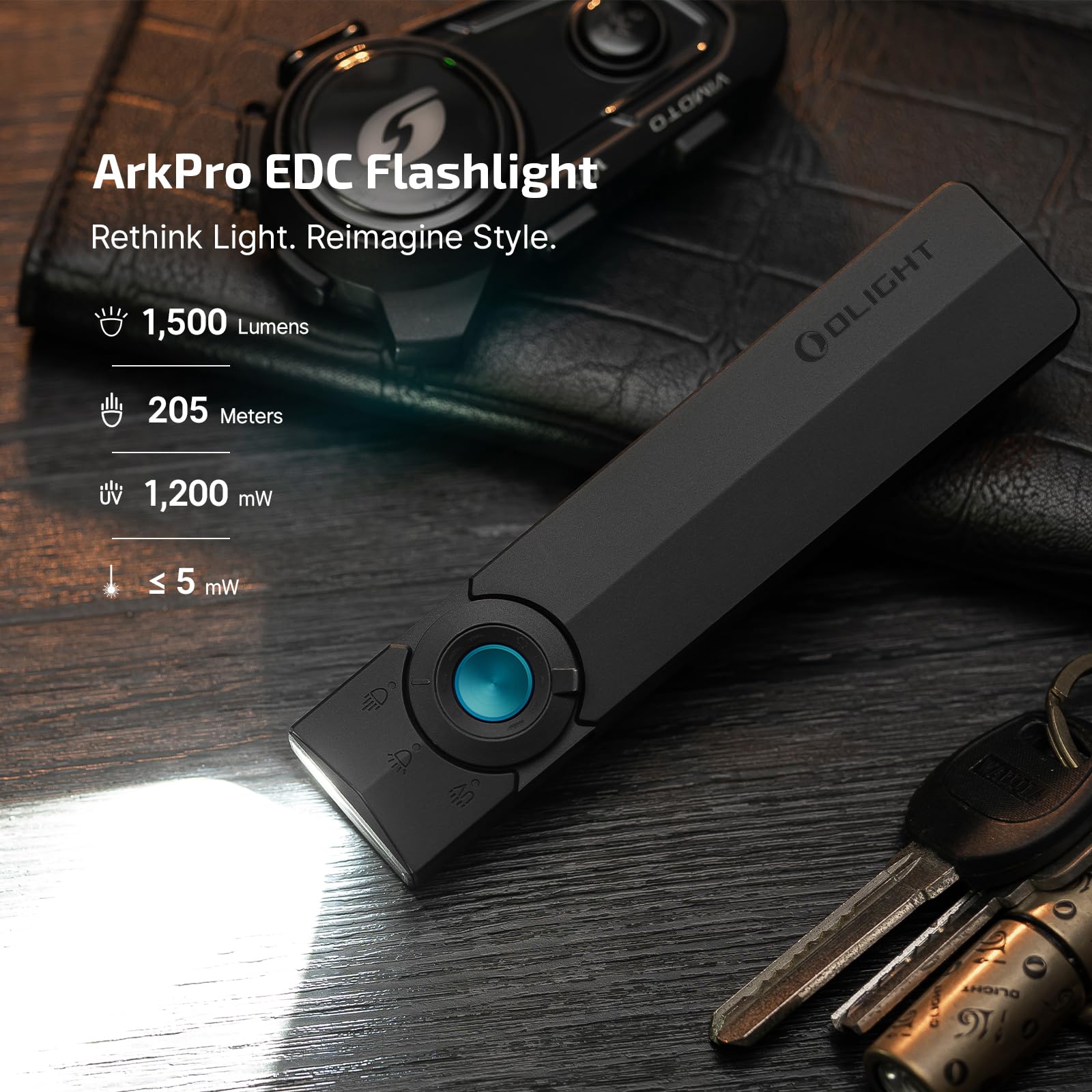 OLIGHT ArkPro 1500-lumen floodlight delivers broad-area illumination.
