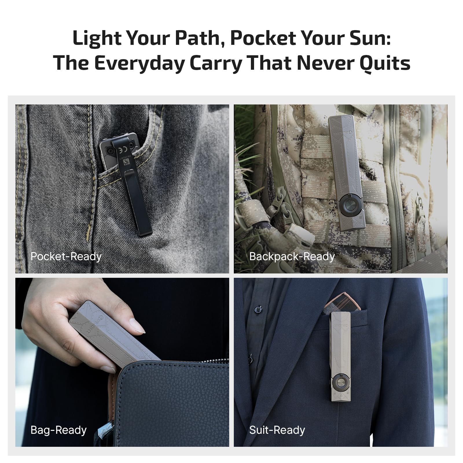 OLIGHT ArkPro concave buttons and textured grip for secure control.