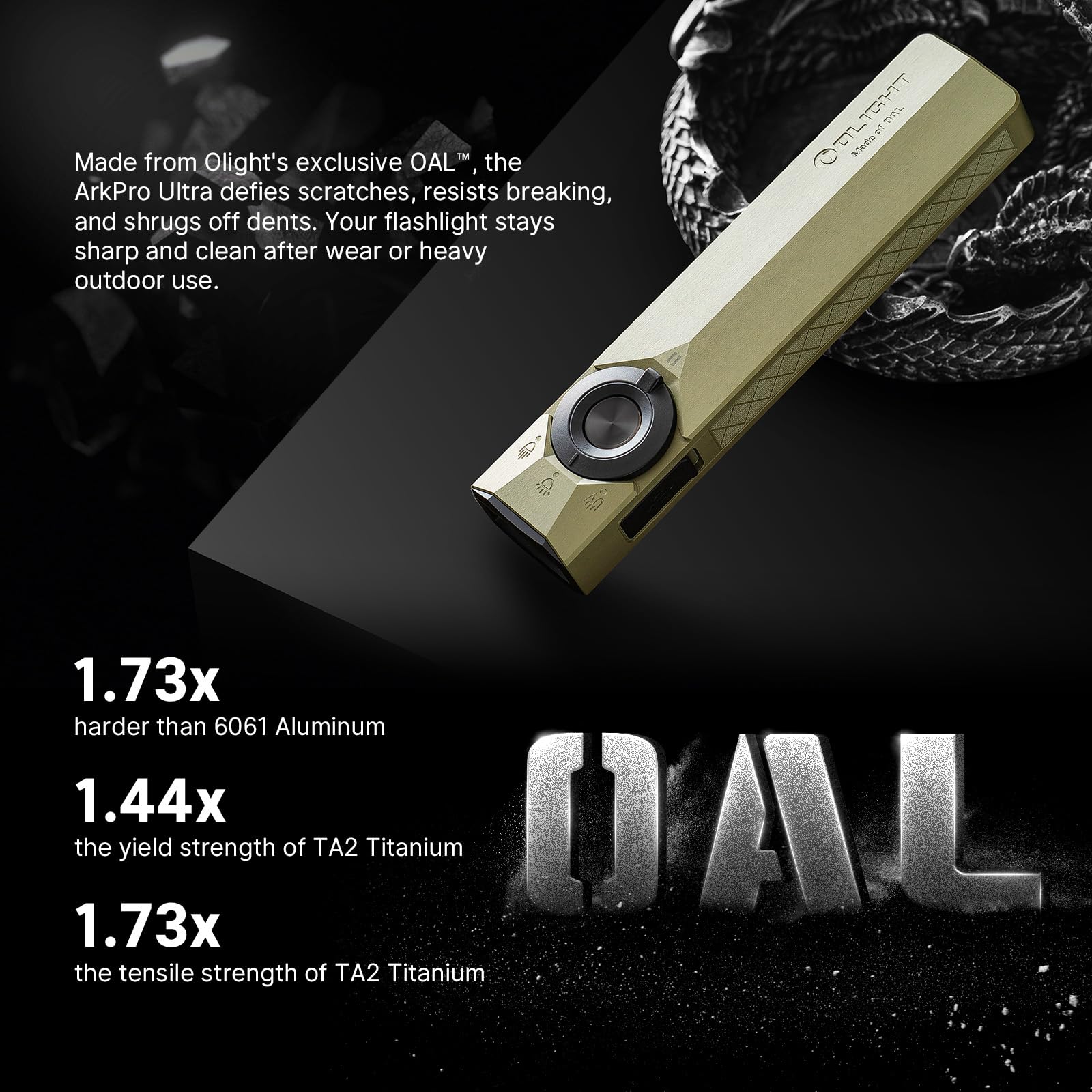 OLIGHT ArkPro Ultra olive green flashlight UV light reveals stains and leaks.