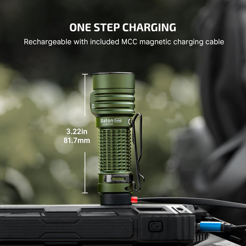 OLIGHT BatonTurbo-recessed-switch with dashboard shows brightness and battery at a glance