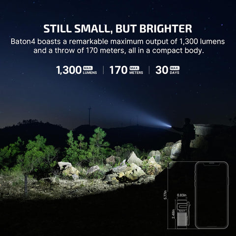OLIGHT Baton4 charging with MCC cable enables quick recharge and ready-to-use light.