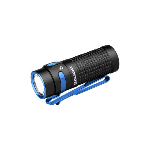 OLIGHT Baton4 compact EDC flashlight with pocket clip for easy access.