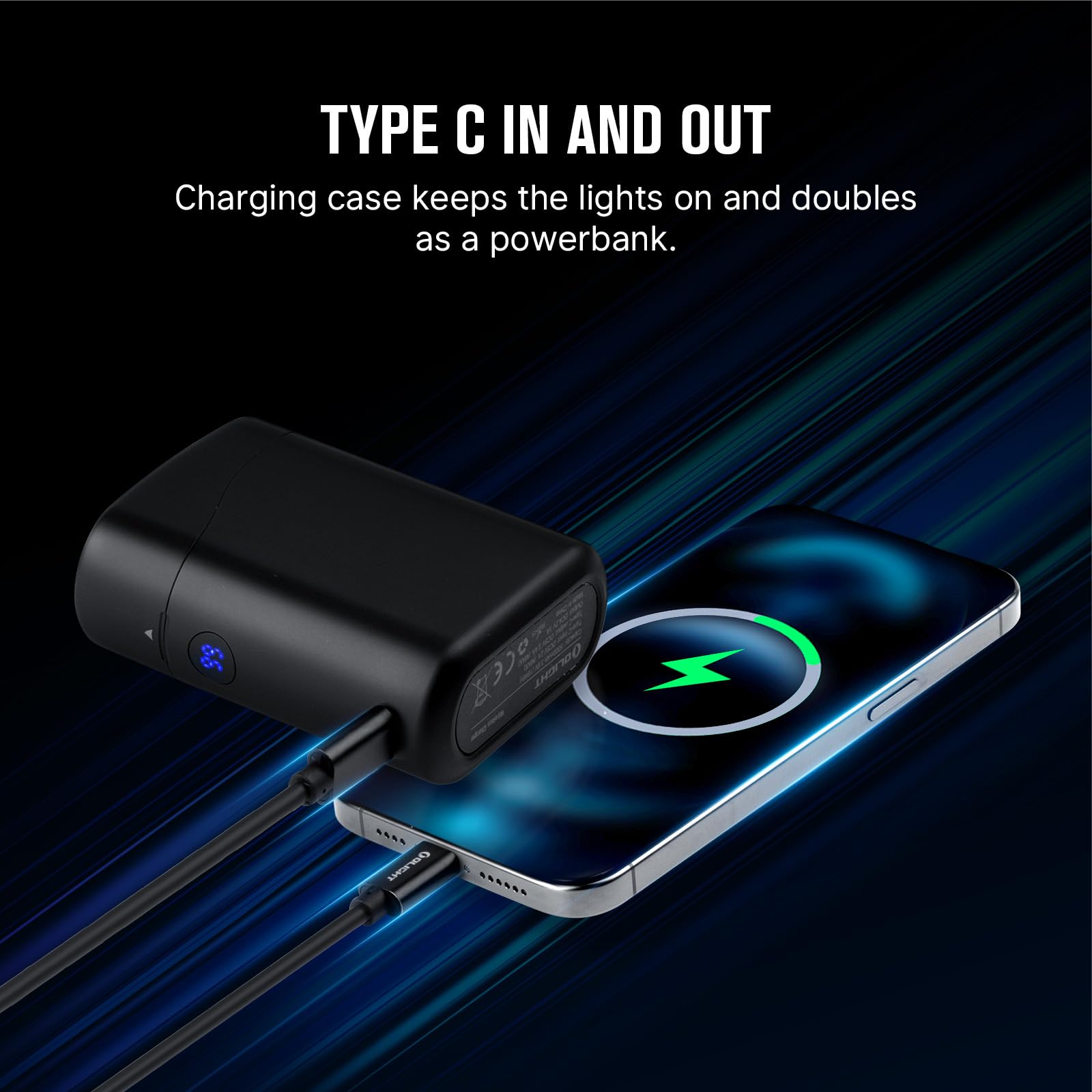 OLIGHT Baton4 charging case shown for extended runtime and storage