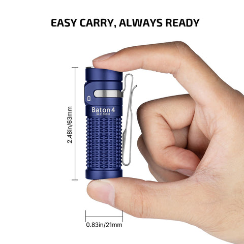 OLIGHT Baton4 Regal Blue beam focus demonstrating long-range reach