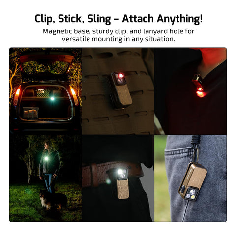 OLIGHT Oclip Pro in-use with clip and magnet for versatile indoor/outdoor use