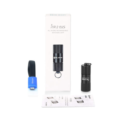 OLIGHT i1R 2 EOS black compact flashlight on a key ring