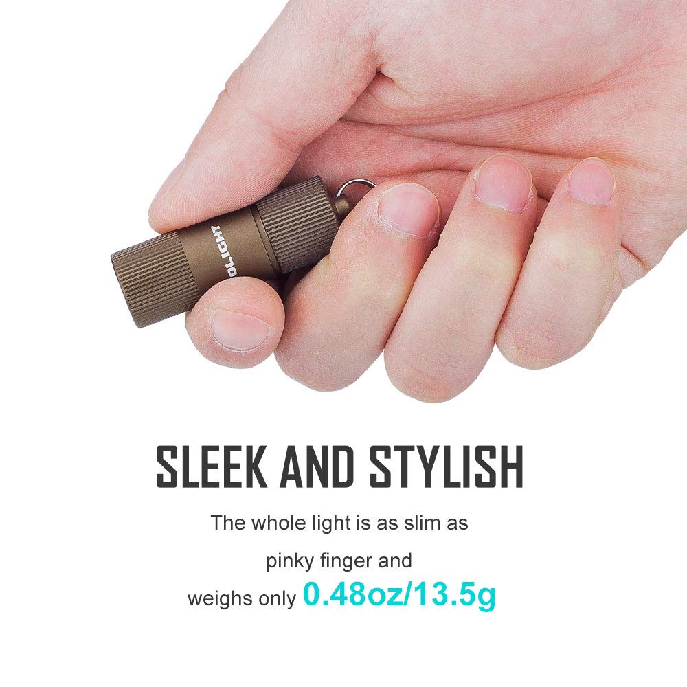 OLIGHT i1R 2 EOS desert tan on-the-go lighting solution.
